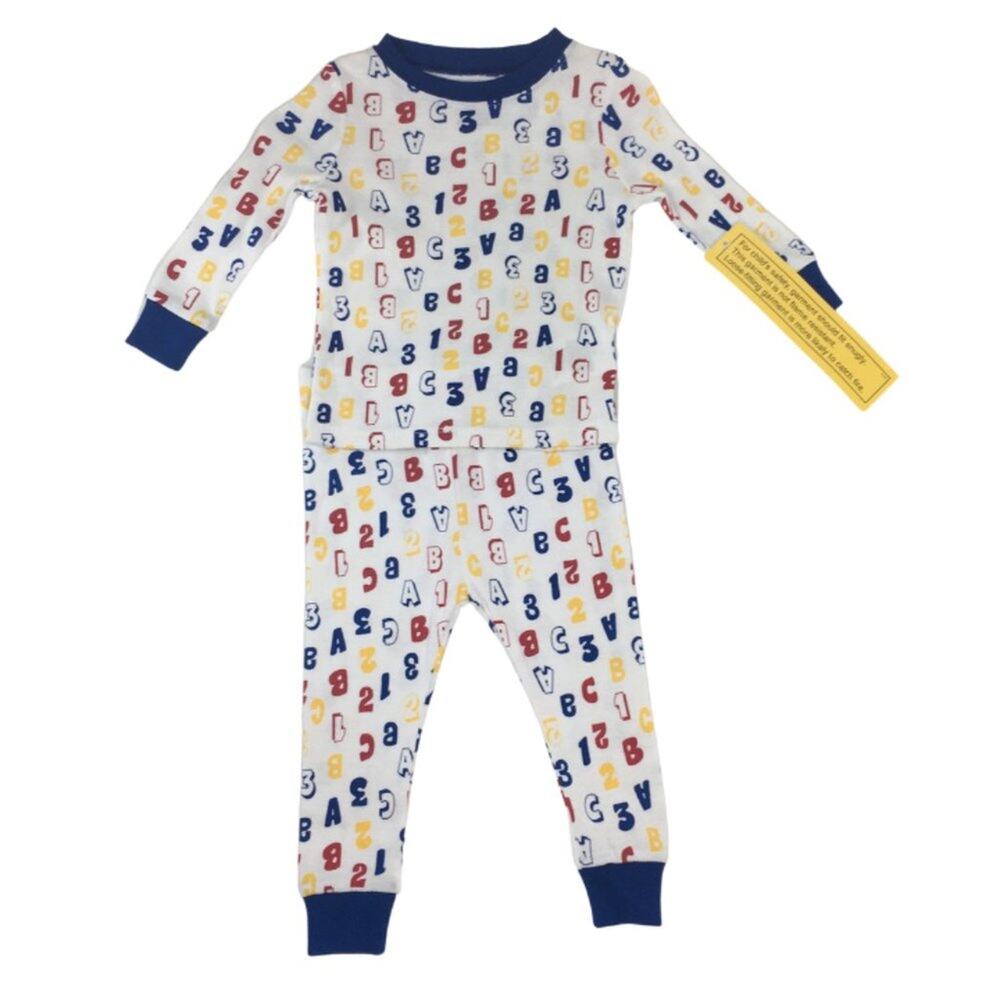Boys Snug-Fit Long Sleeve Pajamas ABC 123 Red White Blue Yellow 18m NEW